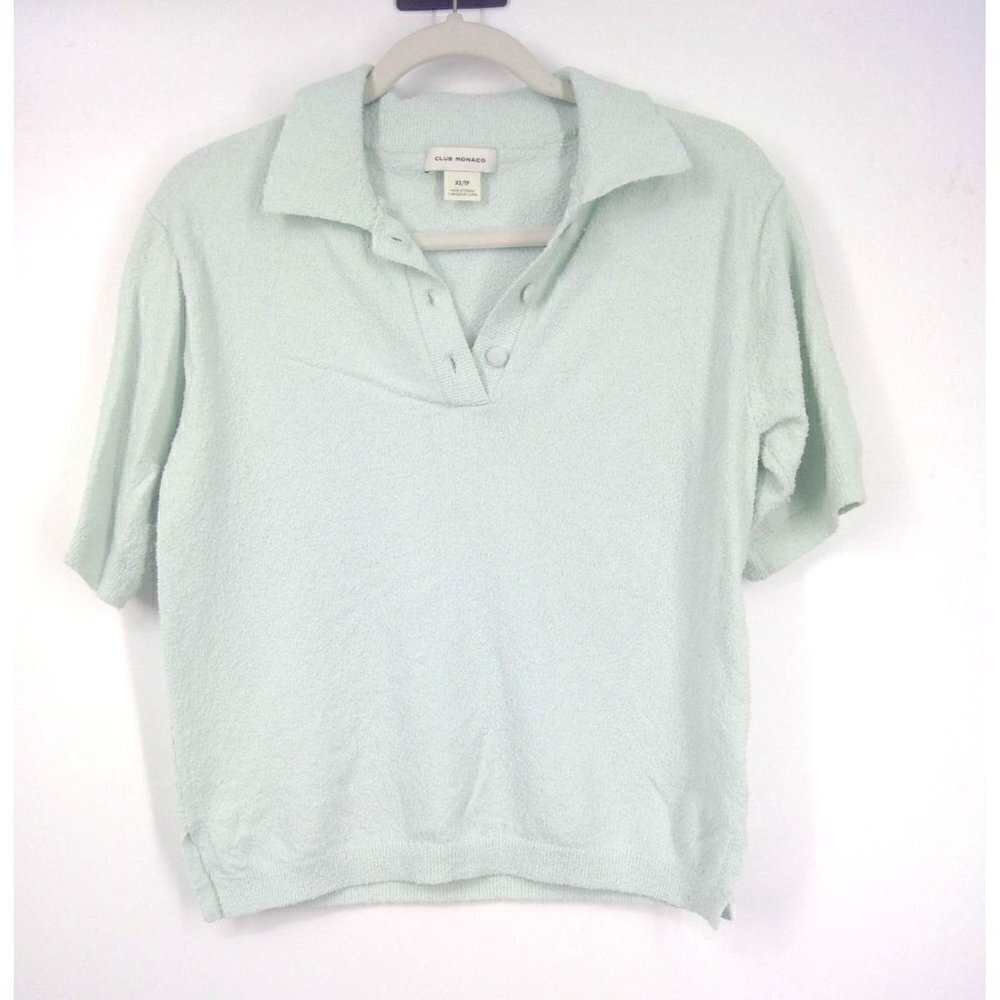 NEW Club Monaco Mint‎ Fuzzy Cropped Polo
